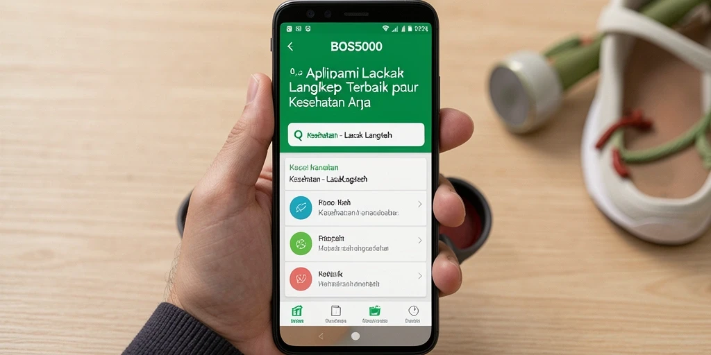 Antarmuka aplikasi BOS5000 yang menampilkan fungsi Lacak Langkah.