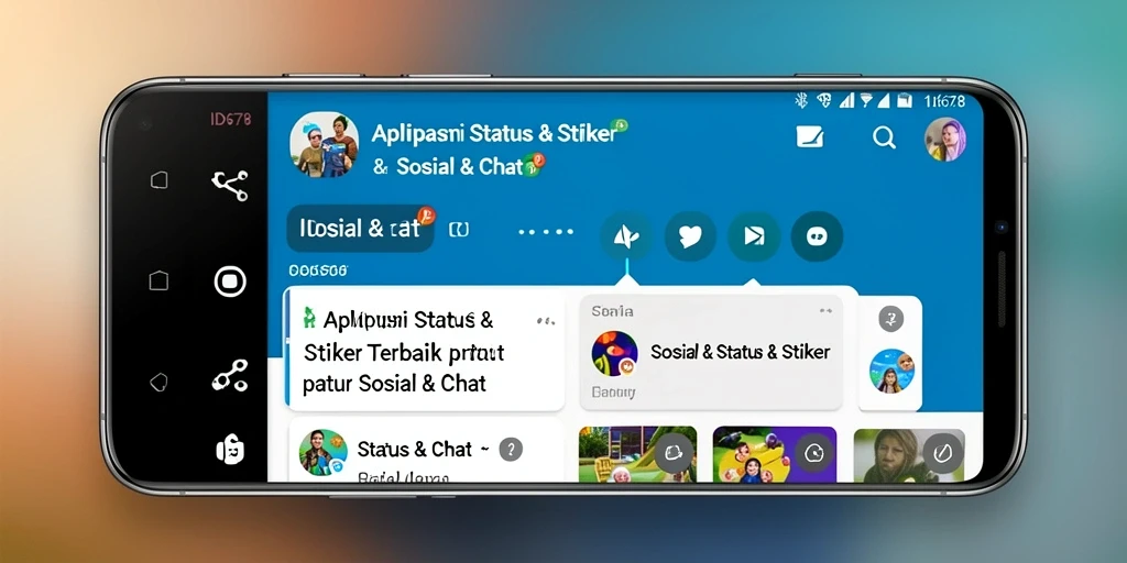 Antarmuka aplikasi ID678 dengan pilihan stiker menarik.