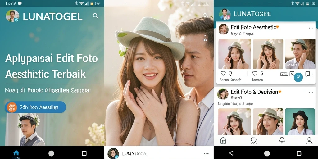Antarmuka LUNATOGEL yang user-friendly untuk edit foto aesthetic.