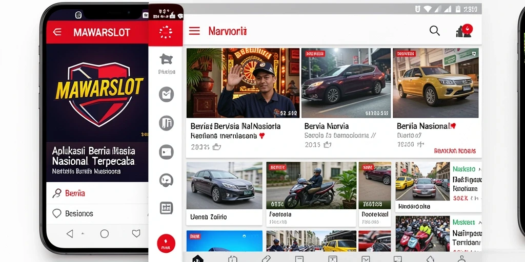 Tampilan antarmuka aplikasi MAWARSLOT dengan berita terkini Indonesia.