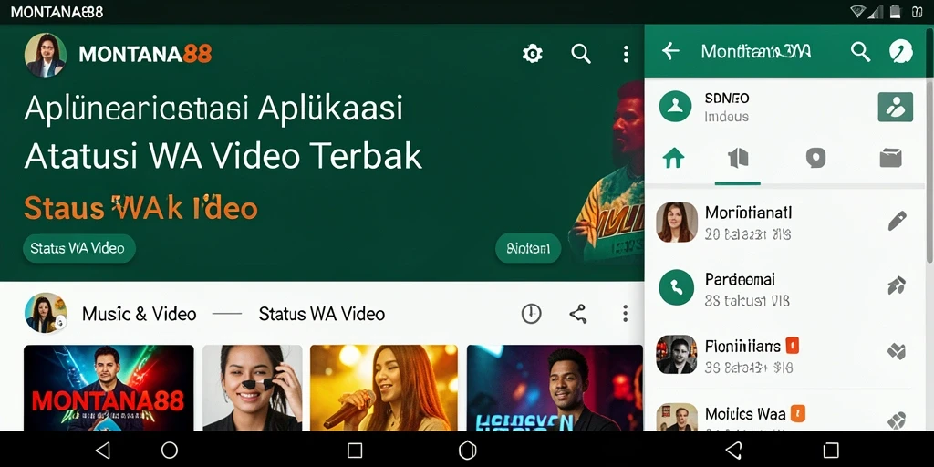 Tampilan antarmuka MONTANA88 untuk status WA dengan pilihan video menarik.