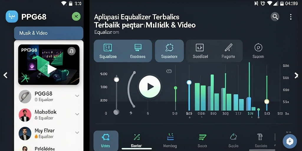 Tampilan antarmuka aplikasi Equalizer PGG68 yang modern dan fungsional.