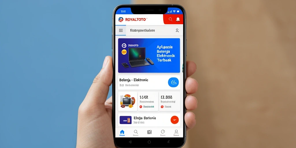 Tampilan antarmuka aplikasi ROYALTOTO untuk belanja elektronik yang menarik.