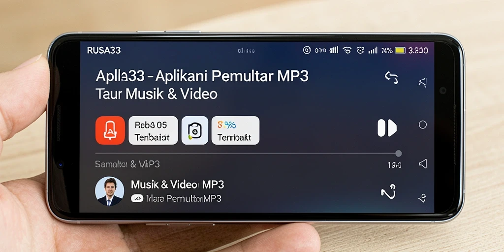 Antarmuka RUSA33 yang modern dan fungsional untuk pemutar MP3.