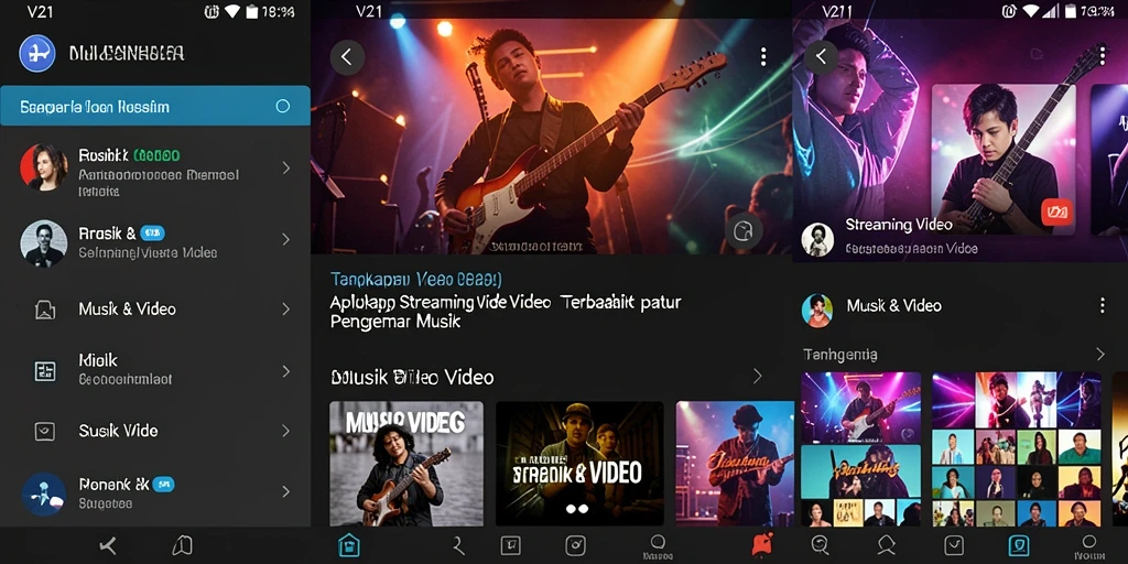 Antarmuka pengguna V21 yang ramah dan fungsional untuk streaming video.